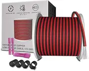 AOTOINK 65.6ft Extension Cable Wire Cord 20M 22AWG Wire Cord 22 Gauge Red Black 2 Wire Stranded Tinned Copper for Led Strips Single Color 3528 5050, Boat Light, 12V LEDs Bulbs Lamps, Car Lighting