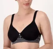 Breezies Floral Stripe Seamless Underwire T-Shirt Bra, Black 38 DD A478501