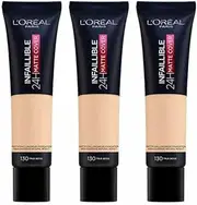 3 x New L'Oreal Infallible 24H Matte Cover Foundation 30ml - 130 True Beige