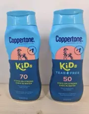 ☀️ Coppertone Kids SPF 50 & 70 Sunscreen Lotion – 8oz, Tear-Free, Set of 2 ️