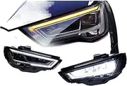 LED Headlamps (Compatible With A3 S3. 2013-2016 | High Beam Throw Lens With DRL Turn Signals And Angel Eye Design)(RIGHTT HAND DRIVER)
