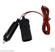 15 Feet 12V Extension Cord Battery Clip-On and Cigarette Lighter Socket Adapter