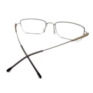 純鈦+記憶金屬鏡腳鏡架 銀色半框光學眼鏡 配近視眼鏡(方框/半框)15238 (3.5折)