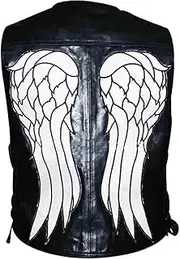 [LeatherJunction] Mens Walking Dead Season Cosplay Formal Biker Outerwear, Genuine Leather Motorcycle Vest