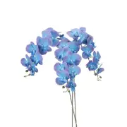 3Pcs 41" 9 Heads Artificial Orchid Stems Faux Phalaenopsis, Purple Blue
