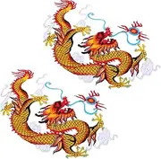 LALAFINA 1 Pair Traditional Chinese Dragon Iron Patches Durable Embroidered Stickers for Cheongsam and Clothing Design Suitable for Various Fabrics