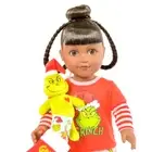 My Life as Grinch Doll Plush Christmas Stocking Dark Brunette Hair Brown Eyes