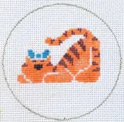 Tiger Cat Ornament Hand Painted Needlepoint Canvas