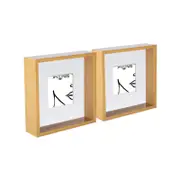 Nicola Spring 3D Deep Box Photo Frames - 8 x 8" with 4 x 4" Mount - Light Wood - Pack of 2