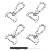 4Pcs Swivel Clasps, 0.78" D Ring Detachable Snap Hook with Screwdriver, Silver