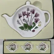 Vintage PORTMEIRION Botanic Garden Mini Gift Set Of 3 TEAPOT SPOON RESTS NIB