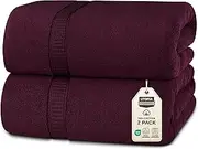 Utopia Towels - Luxurious Jumbo Bath Sheet (35 x 70 Inches, Burgundy) - 600 GSM 100% Ring Spun Cotton Highly Absorbent and Quick Dry Extra Large Bath Towel - Super Soft Hotel Quality Towel (2-Pack)