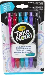 Crayola Take Note 6 Washable Gel Pens 0.7 mm Medium Point 58-6505