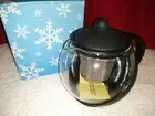 Fusion Teapot by BonJour, aprox 3Cup, black/clear, New