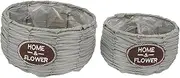 CTIRCHIU 2Pcs Handmade Woven Flowerpot Storage Basket for Home Desktop Decoration Bamboo Craft Grey Flower Arrangement Container