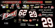 #29 Kevin Harvick Budweiser RCR 2012 1/32nd Scale Slot Car Waterslide Decals