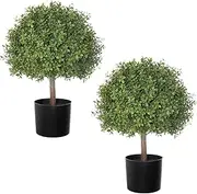 LUWENER 2 Pack 24.5inch Artificial Topiary Ball Plants, Faux Boxwood Ball in Pot, Fake Outdoor Plant for Front Door Decor, Home Decor, Garden, Wedding Decor