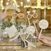 Rustic Romance Wedding Wooden Photo Booth Props 10pk