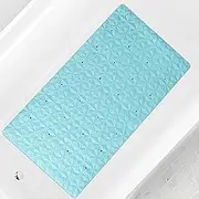 OLUFIA Non-Slip Bathtub Mat | Real Rubber Bath Mat for Tub, Shower, Daily Safety, Pet Dog | Soft No-Slip Nonskid Bathroom Tub Mat, 16" x 28" (GHD-Diamond-Drain-Blue)