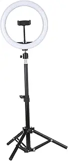 MEFESE DC5V 7W LED Light Round Selfie Camera Lamp with Telescopic Tripod USB Powered Operated 10 Levels Adjustable Brightness Dimmable/Color Temperature Changing/ 360° Rotatable Illumination Angle f