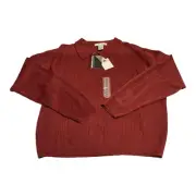 Geoffrey Beene Extra Soft Fine Gauge Long Sleeve Collard Sweater Mens SZ L NWT