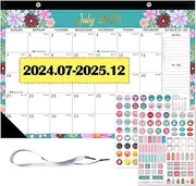 Tbecor Desk Calendar 2025, Jul 2024 to Dec 2025 18 Months Large 17"x12" Academic Yearly Monthly Wall Calendrier for Home Office Planning and Organizing with Planner Stickers and Hanger Line
