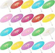 Sanwuta 20 Pcs Paper Umbrella 23.6'' Paper Parasol Umbrella DIY Decorative Chinese Japanese Umbrella for Props