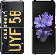 Case for Galaxy Z Flip 3 5G Case Hard PC Shockproof Back Shell for Samsung Galaxy Z Flip3 Cover Retro Funny License Plate Number,B07,for Samsung Z Flip
