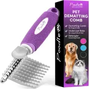 Poodle Dematting Fur Rake Comb Brush for Dogs and Cats - Long 2.5" Steel Safe...
