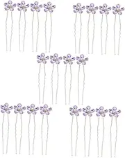 TOVINANNA 20 Pcs Braiding Hairpins Hair Pins U Shape Hairpin Wedding Hair Pin Metal Hairpin Decorative Hairpin Rhinestone Hair Pin Hairpin for Women U Shaped Hairpin Purple Rhinestones