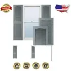 Chic Lifetime Vinyl Cathedral Top Shutters - 14.5"W x 36"H Storm Cloud Color
