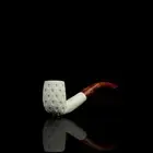 Lattice Bent Pipe new-block Meerschaum Handmade W Case#1336