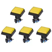 Game Square Push Buttons Yellow LED Light with Micro Switches 50x50mm/12V/5 Pcs