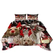 Funny Christmas Santas Reindeer Animals Coverlet