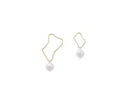 Golden Mismatch Pearl Earring Studs Irregular Shape