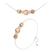 Silver Jasper Gemstone Jewelry Set with Swarovski Crystal