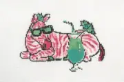 Blue Waters Vacation Zebra Handpainted Needlepoint Canvas