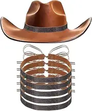 [sourcing map] 6 PCS Rhinestone Hat Band Cowboy Hat Bands Adjustable Western Accessories for Women Men Caps (Black)