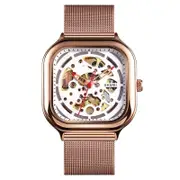 Men Automatic Tourbillon Watch With Mesh Band - Rose Gold
