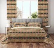 Bohemian Multicolour Geometrical Floral Cotton Reversible Quilt Cover Set