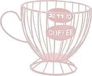 FytStycale Coffee Capsule Holder, Container, Large Capacity, Iron Coffee Pod Organizer, Storage Basket for Bar, Pink
