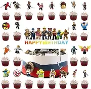 Rob-lox Cake Topper, Rob-lox Cake Decoration, Rob-lox Cupcake Topper, Rob-lox Children's Birthday Cake Decoration, for Girls Boys Party Decoration for Cake Decoration