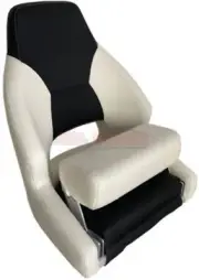 Deluxe Flip Up Boat Helm Seats White and Dark Black Carbon Fibre Pattern