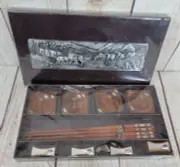 (4) Serving Set Rosewood Chopsticks + Rests + Dipping/Sauce Dishes NEW in BOX