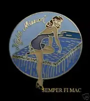 NIGHT MISSION NOSE ART HAT LAPEL HAT PIN UP WW 2 US AIR FORCE ARMY AIR CORPS WOW