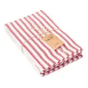 Christmas Napkins - 100% Pure Cotton Dinner Napkins Red & White French Stripe...