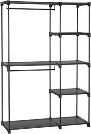 Foldable Wardrobe with Clothes Rails and Open Storage ,Black
