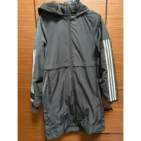 在飛比找蝦皮購物優惠-女生～Adidas 內刷毛 長版 連帽 風衣 外套 尺寸S號