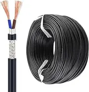 0.3mm² 100/200FT Oxygen Free Pure Copper Core Double Layer Shielded Wire Pure Pass Tinned Shielded Wire Mesh RVVP 2 Core 0.3/0.5/0.75/1.5mm² Audio Control Signal Cable Wire(100FT,2C-1.5mm²)