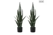 SOGA 2X 95cm Sansevieria Snake Artificial Plants with Black Plastic Planter Greenery, Home Office Decor